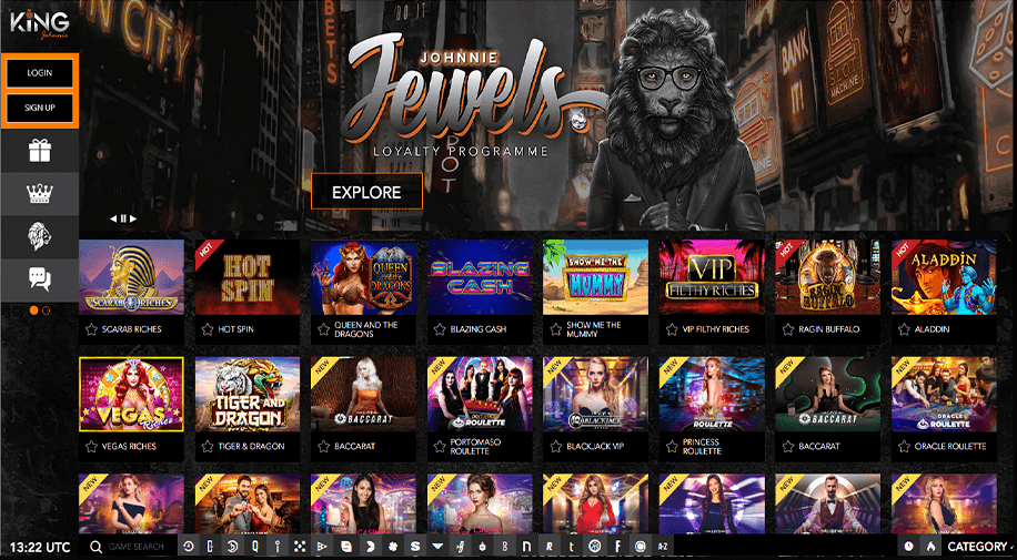  $6000 Sign Up Bonus + 200 FS at King Johnnie Casino